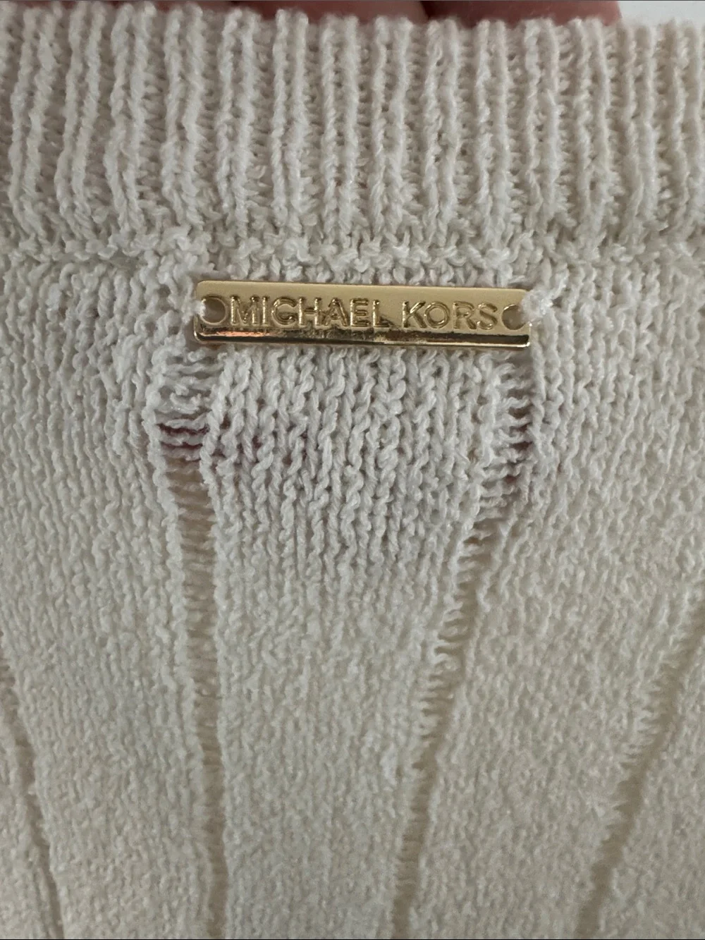 Michael Kors cream Long Sleeve Textured Cotton Knit Sweater Women's M